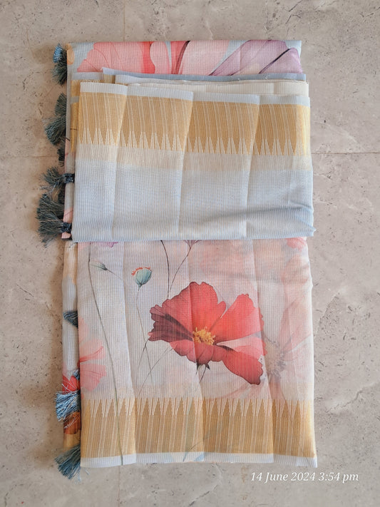 Digital floral print sarees