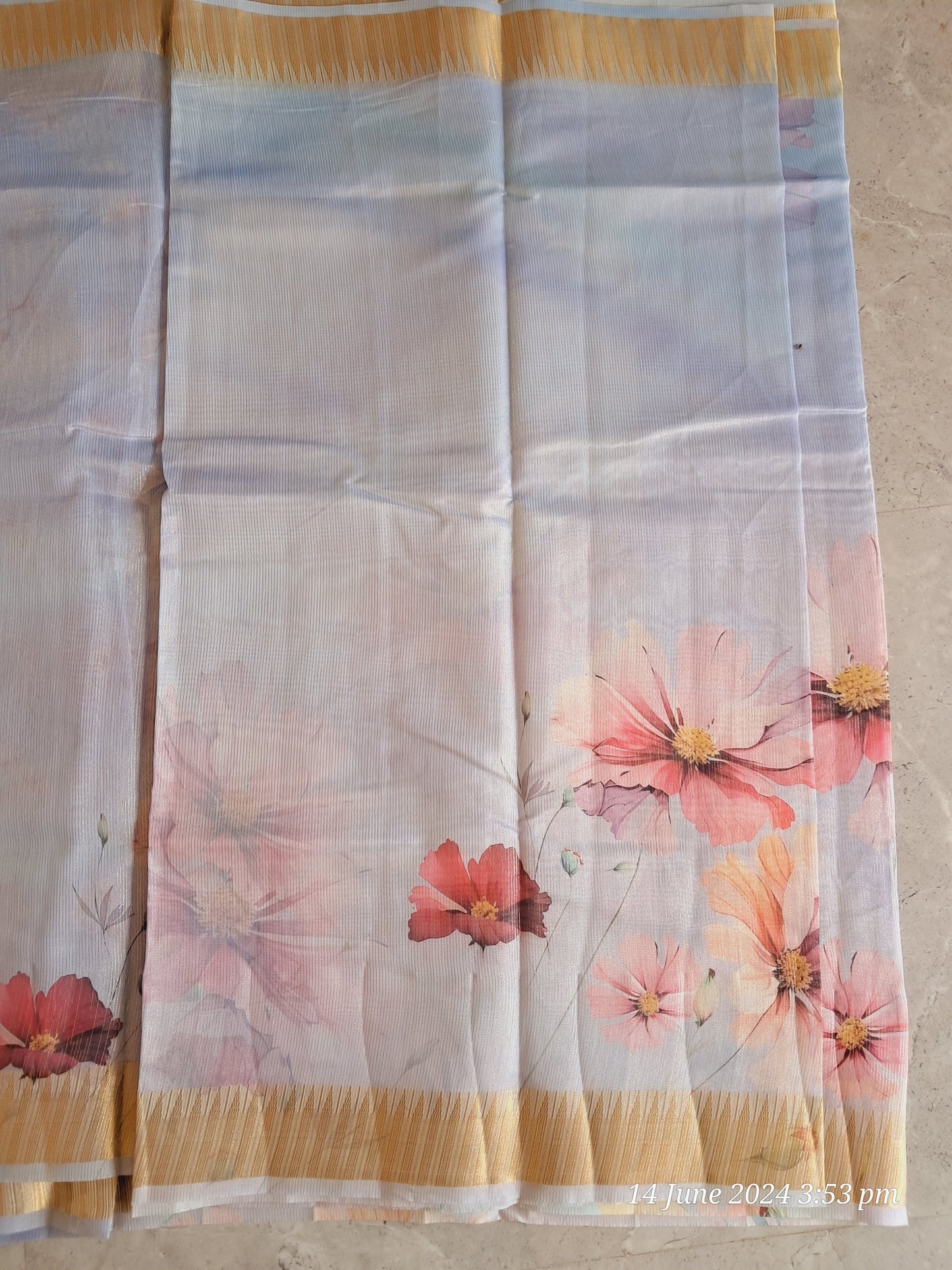 Digital floral print sarees