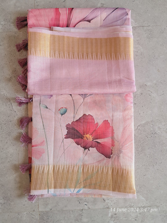 Digital floral print sarees