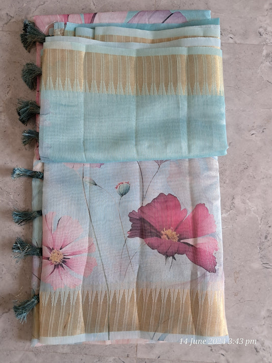 Digital floral print sarees