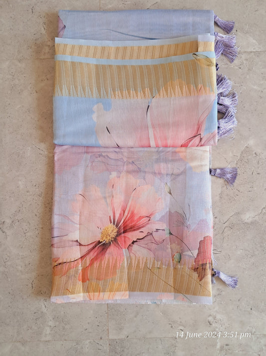 Digital floral print sarees
